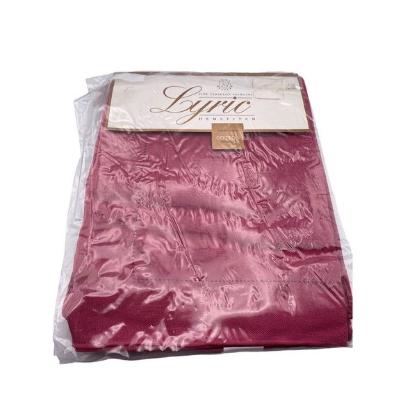 Lyric Hemstitch Berry Cotton Enhanced 60" x 104" Oblong Tablecloth - Picture 6 of 7